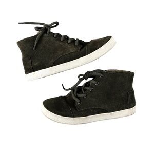 Toms Womens Sz6 Olive Green Suede High Top Lace Up Sneakers, Paseo, Casual